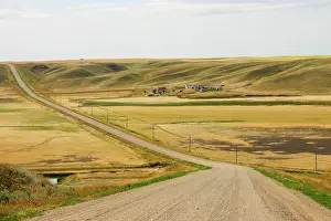 Avenue: Secluded farmhouse on a lonely road through the