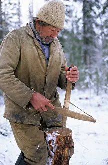 Drilling: Selkup Man (North Siberia minority) shows work