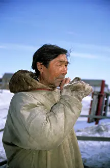 Smokes: Selkup Man (North Siberian minority), in tradional