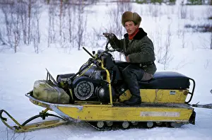 Snowmobiles: Selkup on snow-bike, North Siberia