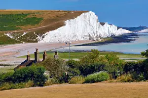 Cottages: The Seven Sisters chalk cliffs and Coastguard