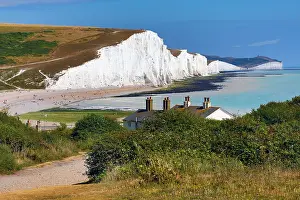 Cottages: The Seven Sisters chalk cliffs and Coastguard