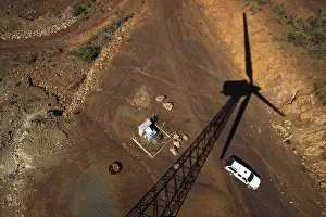 Windcharger: Shadow of a wind turbine on the ground. New Caledonia