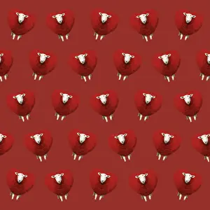 070219: Sheep, Ewe, red heart shaped wool, valentine, kiss, pattern