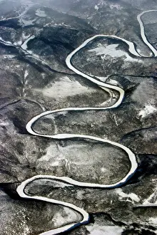 Okhotsk: SIBERIA - aerial showing frozen river meander