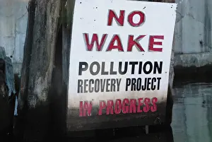 Queens: Sign Damaged by Pollution on Newtown Creek, NYC