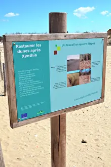 Oleron: Sign, dune restoration after storm Xynthia