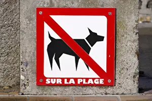 Signs: Sign prohibiting access to the dogs on the beach