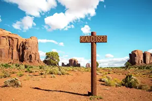 Tribal: Sign, Road Closed, mesas, scenic drive, Monument