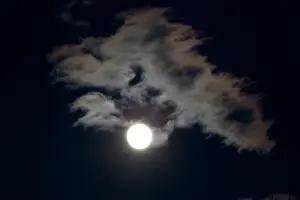 Supernatural: Silhouette of clouds at night - backlit by new, full moon