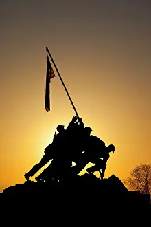 Flag: Silhouette of Iwo Jima Memorial in Arlington