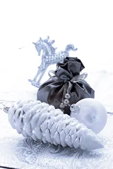 Decoratively: Silver Christmas decoration, fir cone, Christmas