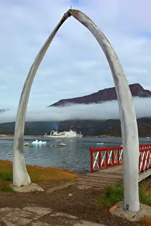 Sisimut: Sisimiut Harbour entrance arch made of whale bones Summer