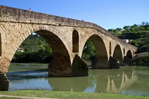 Pilgrimage: Six-arched Roman bridge spanning the Arga