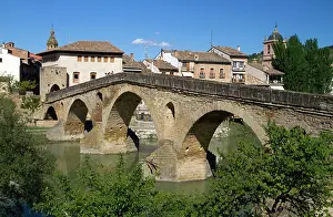Pilgrimage: Six-arched Roman bridge spanning the Arga