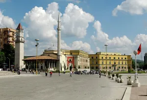 Mosque: Skanderbeg Square in Tirana, Albania, Europe