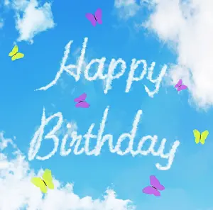 Aeroplane: Sky writing - Happy Birthday - written in the clouds