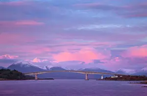 Lochs: Skye bridge with the mountains of Skye covered