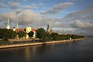 Spire: The skyline of Historic Center of Riga with