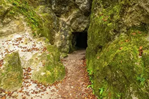 Hole: Slovenia, Julian Alps. WWI military tunnel in mountain