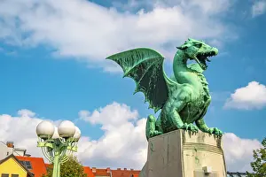 Metal: Slovenia, Ljubljana. Statue on Dragon Bridge. ic Cathy &