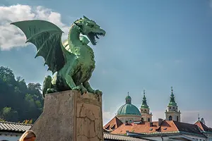 Metal: Slovenia, Ljubljana. Statue on Dragon Bridge. ic Cathy &