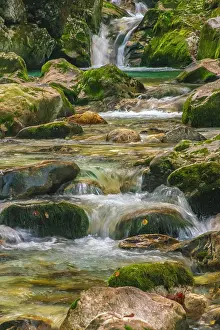 Rapid: Slovenia, Triglav National Park. Soca River waterfall and
