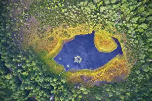 Cover: Small moorland lake with deep blue water and yel