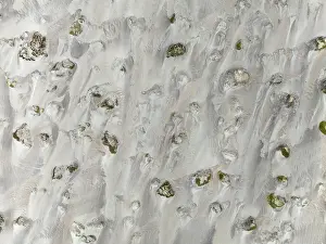 Ripples: Small sand heaps form around the sparse vegetation in the Namib Desert