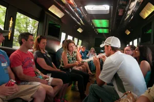 Smoking: Smoking marijuana on a cannabis bus tour. Denver
