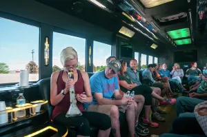 Smoking: Smoking marijuana on a cannabis bus tour. Denver