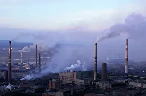Smoking: Smoking pipes of metallurgical complex in Norilsk