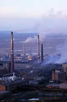 Smoking: Smoking pipes of metallurgical complex in Norilsk