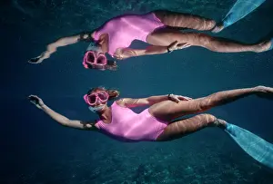 Snorkeller: Snorkeller - girl snorkelling, with reflection