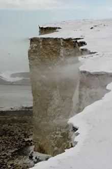 Windswept: Snow blowing off the cliffs of the Seven Sisters