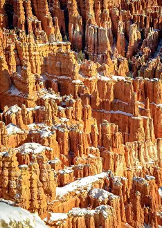 Hoodoos: Snow-covered bizarre rocky landscape with Hoodoos