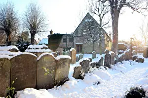Burford: Snow covered Church and Graveyard