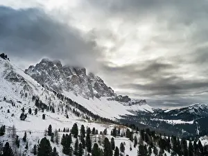 Jagged: Snow-covered Geisler Mountain Range or Gruppo