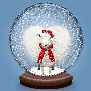 070219: Snow globe containing heart shaped Sheep / Ewe