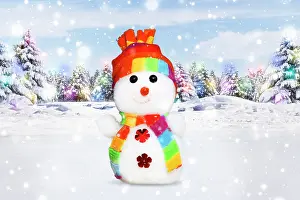 Snowman: Snowman in Christmas winter scene