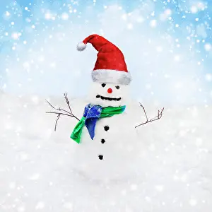 Scarf: Snowman - with scarf & Christmas hat in winter