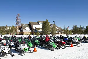 Rally: Snowmobile rally at Old Faithful