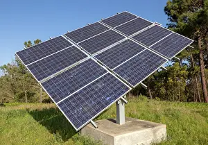 Energy: Solar panel array in rural location of field in