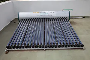 Heating: Solar thermal water heating system with tank and