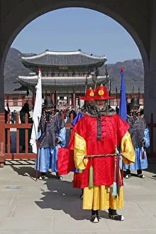 Changing: Soldiers in traditional Korean costume changing