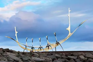 Voyager: Solfar Sun Voyager boat sculpture by Jon Gunnar