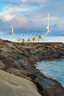 Voyager: Solfar Sun Voyager boat sculpture by Jon Gunnar