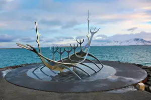 Voyager: Solfar Sun Voyager boat sculpture by Jon Gunnar
