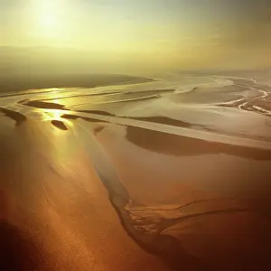 Firth: Solway Firth, Mudflats with sunset, border between