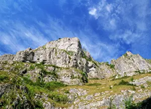Cheddar: SOMERSET - Cheddar Gorge. Limestone cliffs, west side